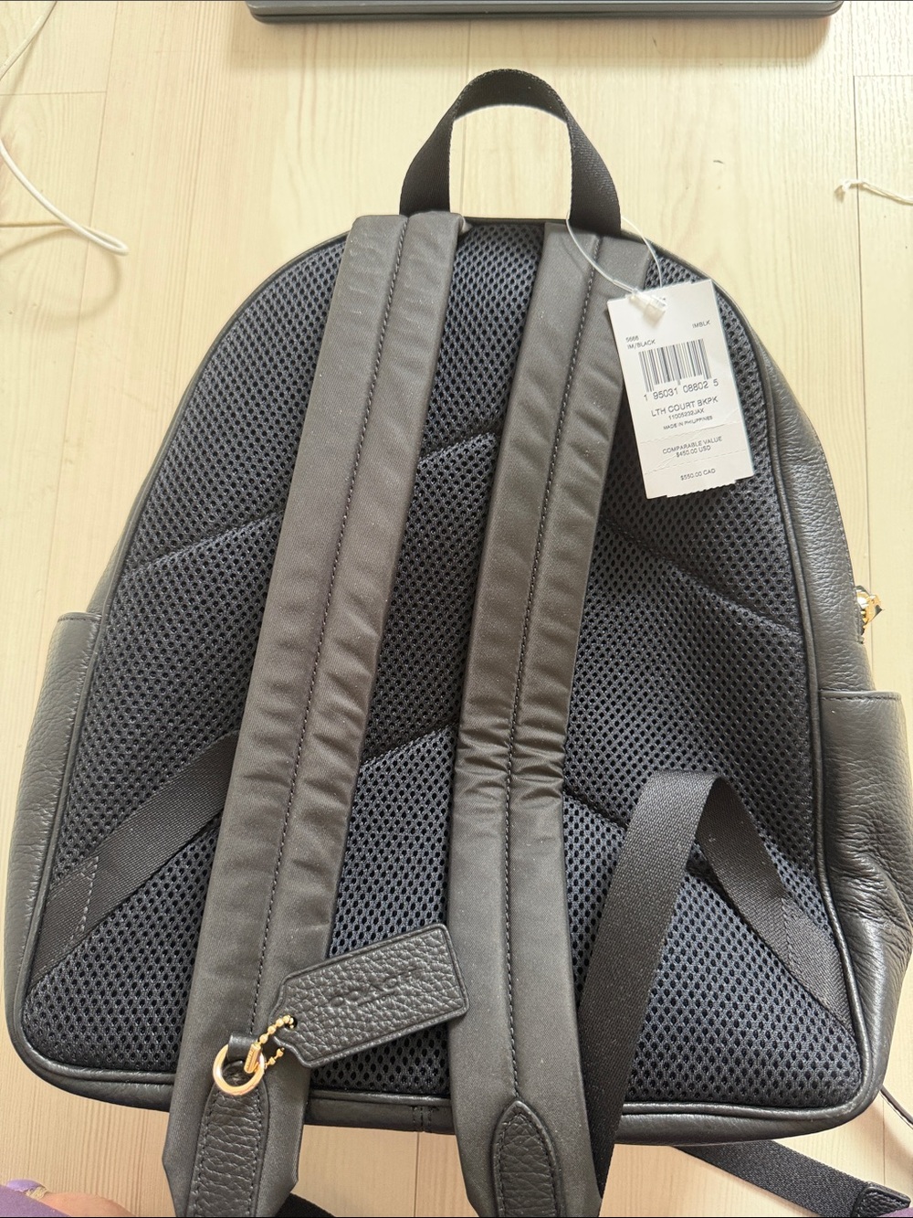 Coach Black Pebbled Leather Backpack with Gold Hardware - Picture 4 of 4
